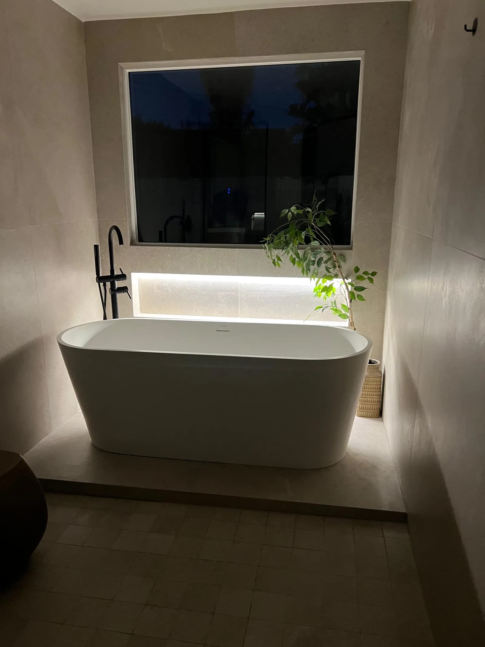 Bathroom remodel with freestanding soaking tub