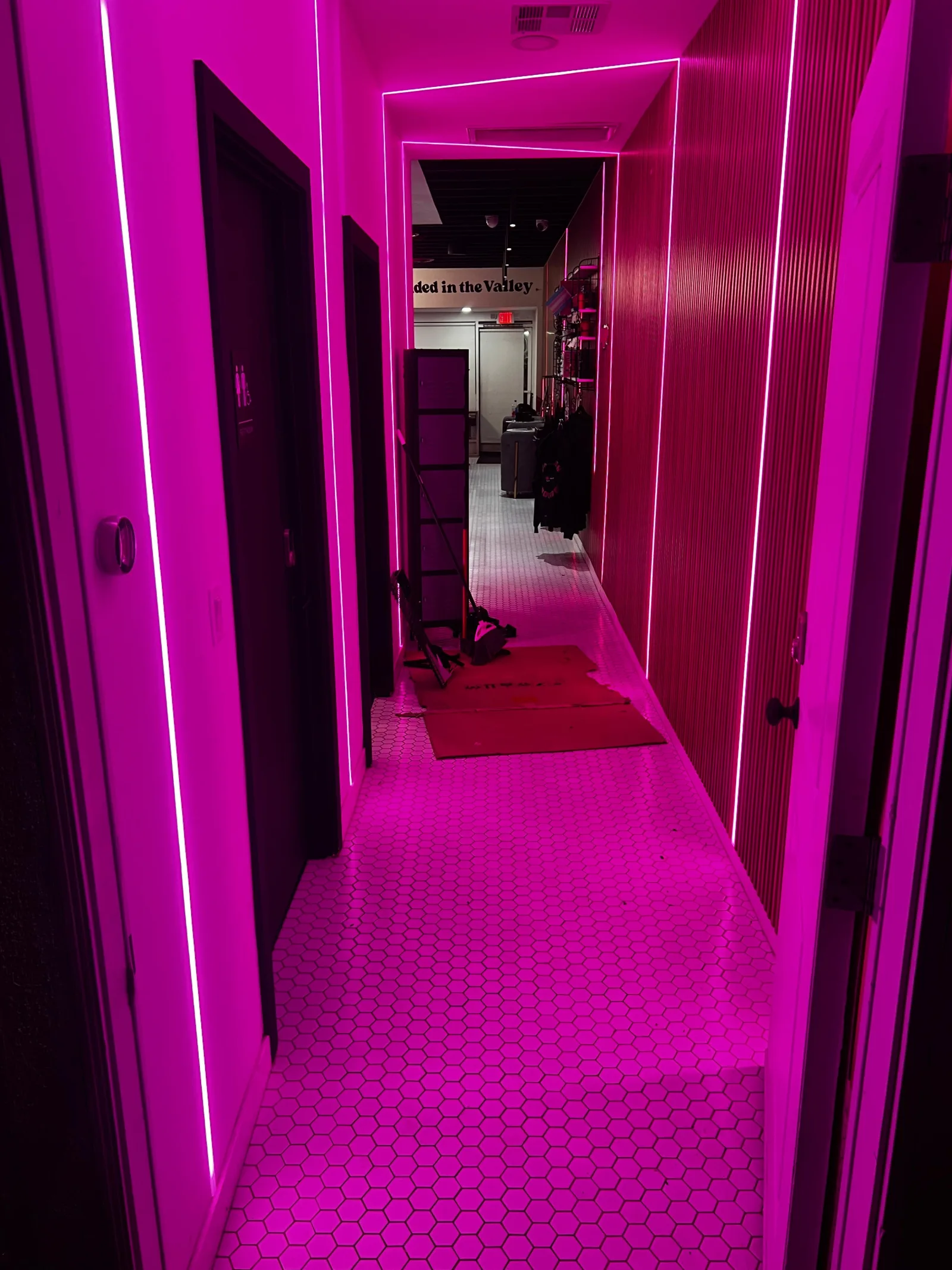 Modern interior hallway with LED accent lighting
